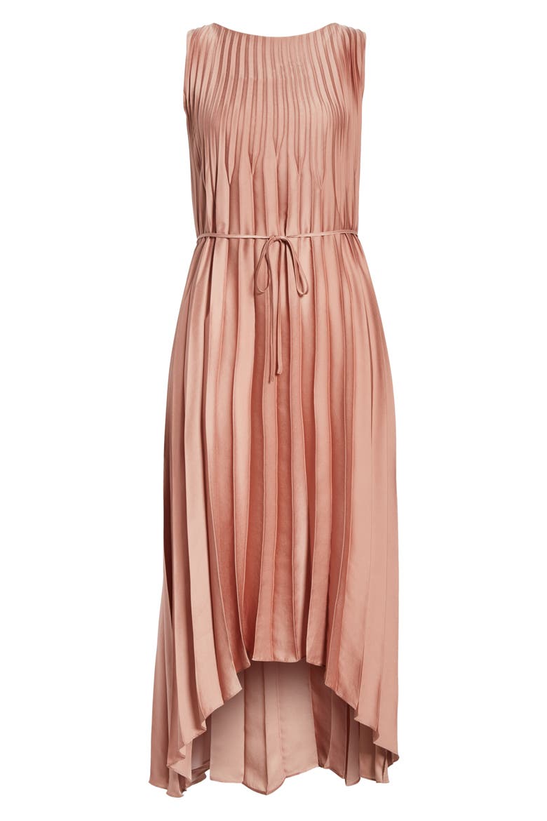 Chevron Pleat Midi Dress, Alternate, color, VINTAGE ROSE