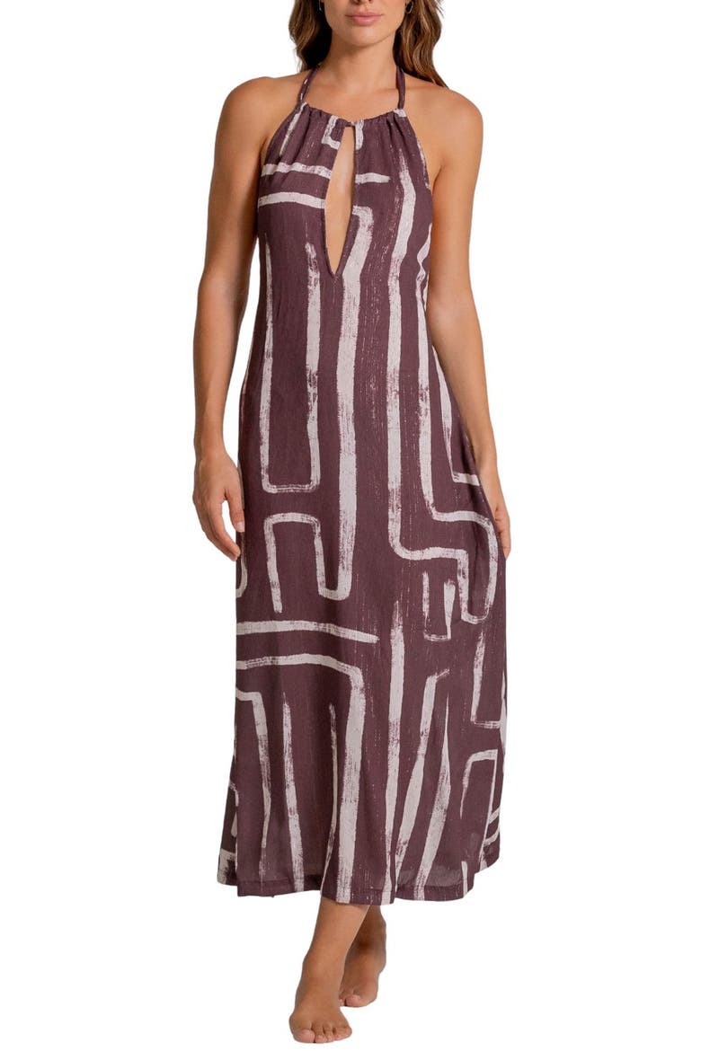 Halter Cutout Cover-Up Maxi Dress, Main, color, COFFEE BEAN