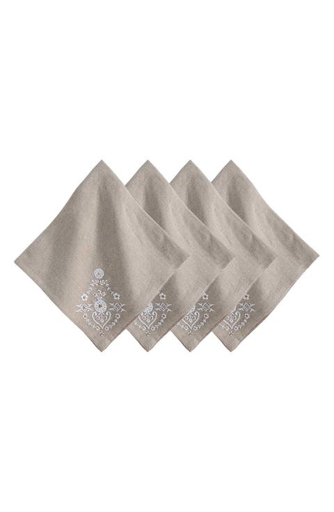 Heidi Set of 4 Embroidered Linen Napkins