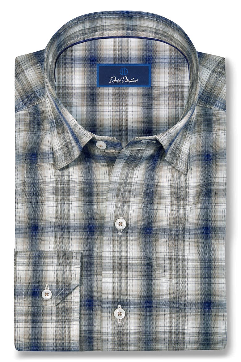 Plaid Pima Cotton Button Up Shirt, Alternate, color, DUNE/ NAVY