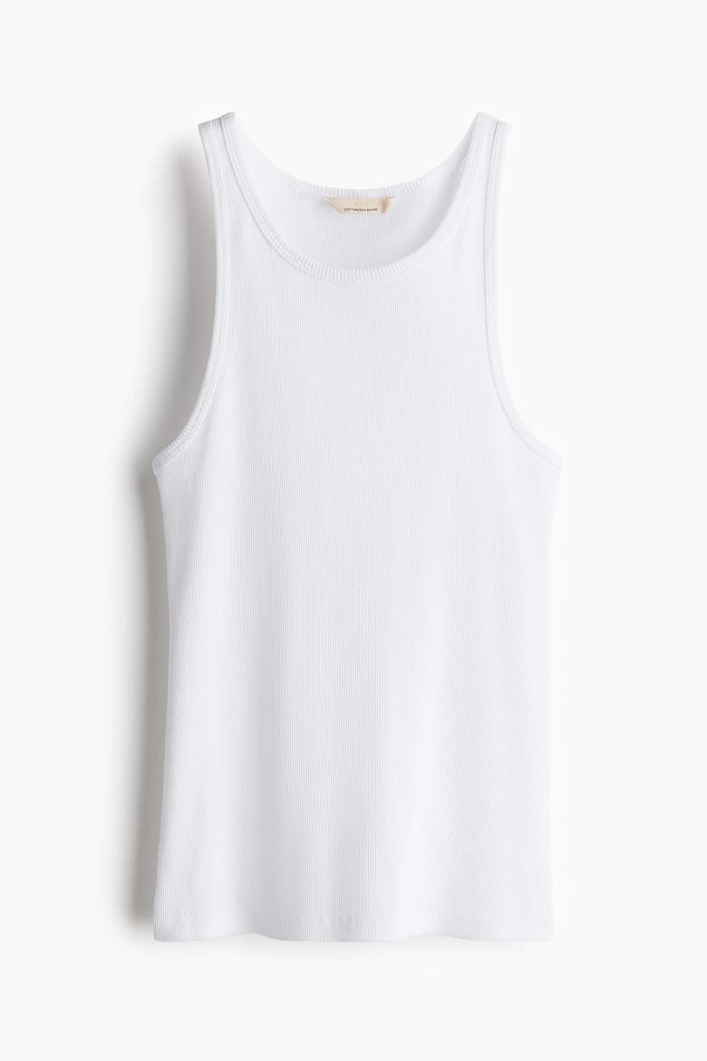 Ribbed Silk-blend Vest Top, Alternate, color, White