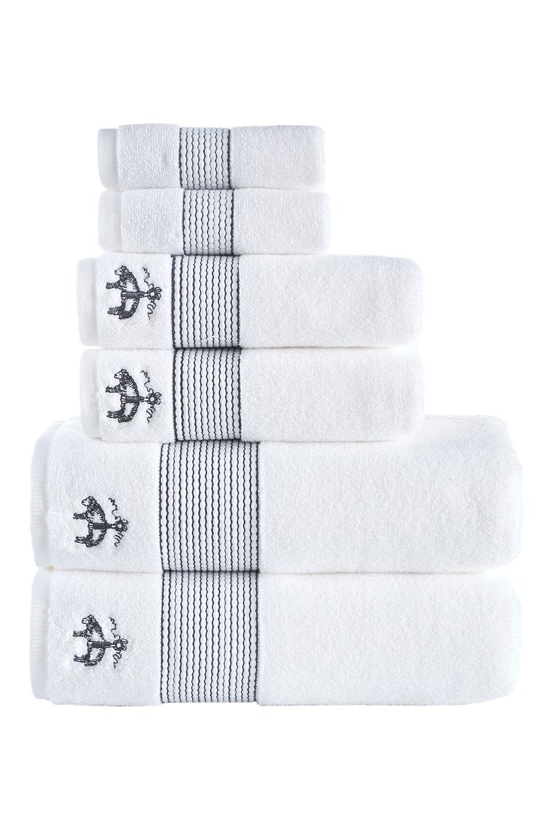 6-Piece Robe Stripe Cotton Towel Set, Main, color, ANTHRACITE