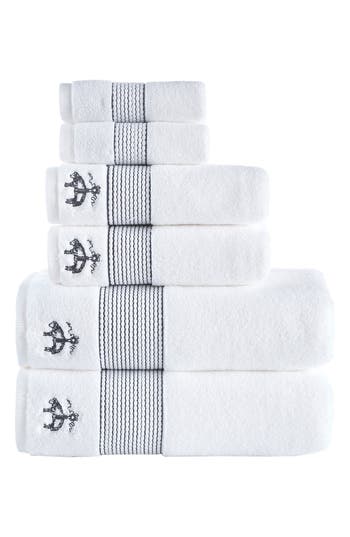 Brooks Brothers 6-piece Robe Stripe Cotton Towel Set In Gray