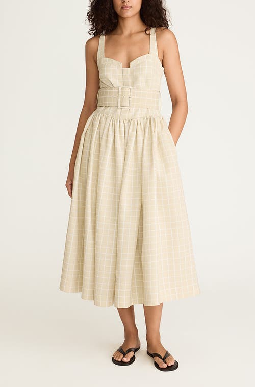 REBECCA TAYLOR REBECCA TAYLOR PAINTERLY WINDOWPANE BELTED BUSTIER DRESS