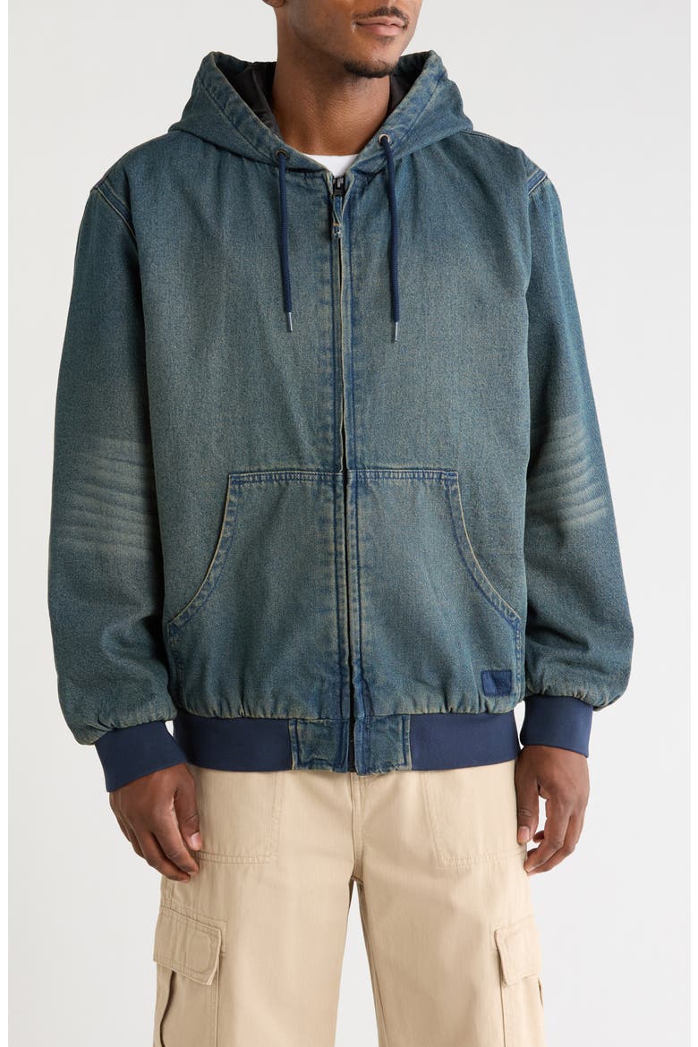 Eli Workwear Denim Hooded Jacket, Alternate, color, DIRTY MEDIUM INDIGO