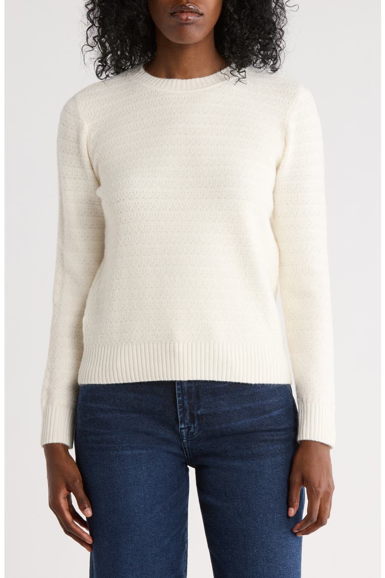Textured Stitch Crewneck Sweater, Main, color, CREAM
