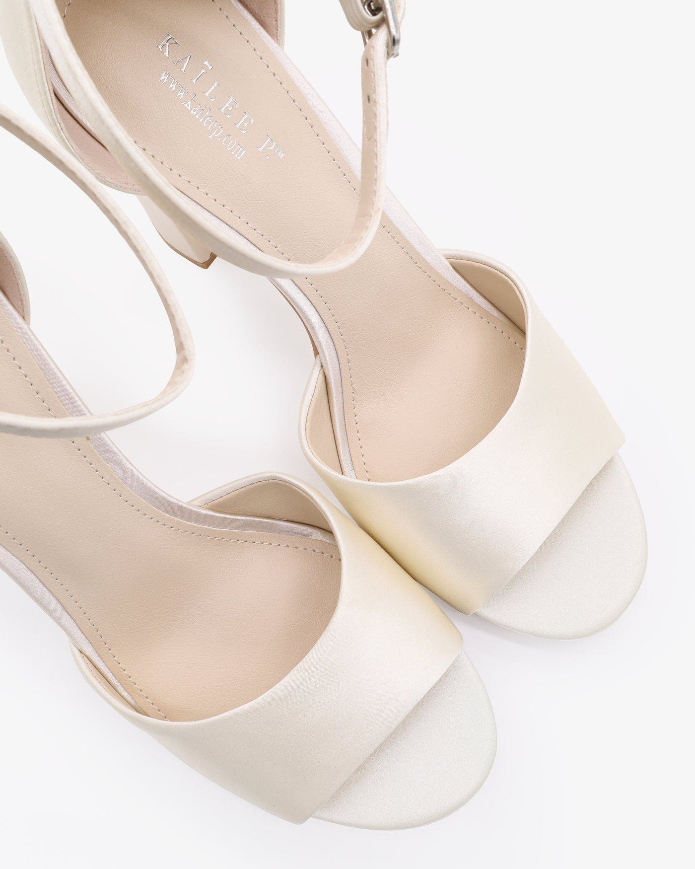Sasha Satin Block Heel Wedding Sandals, Alternate, color, Ivory