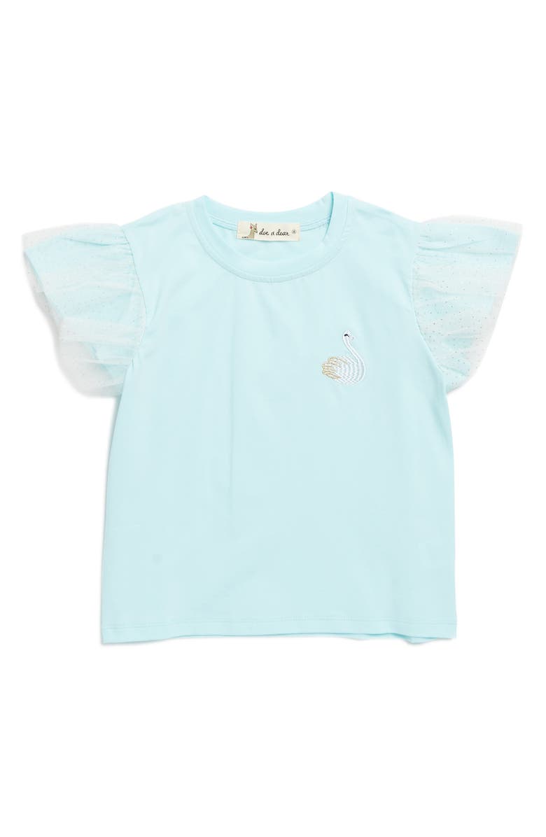 Doe A Dear Kids' Mesh Sleeve Swan T-Shirt, Main, color,