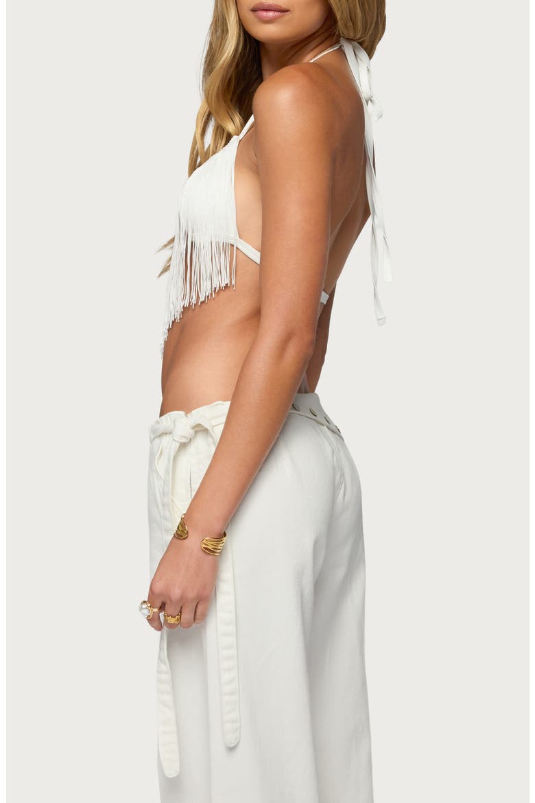 Kienna Fringe Bra Top, Alternate, color, WHITE