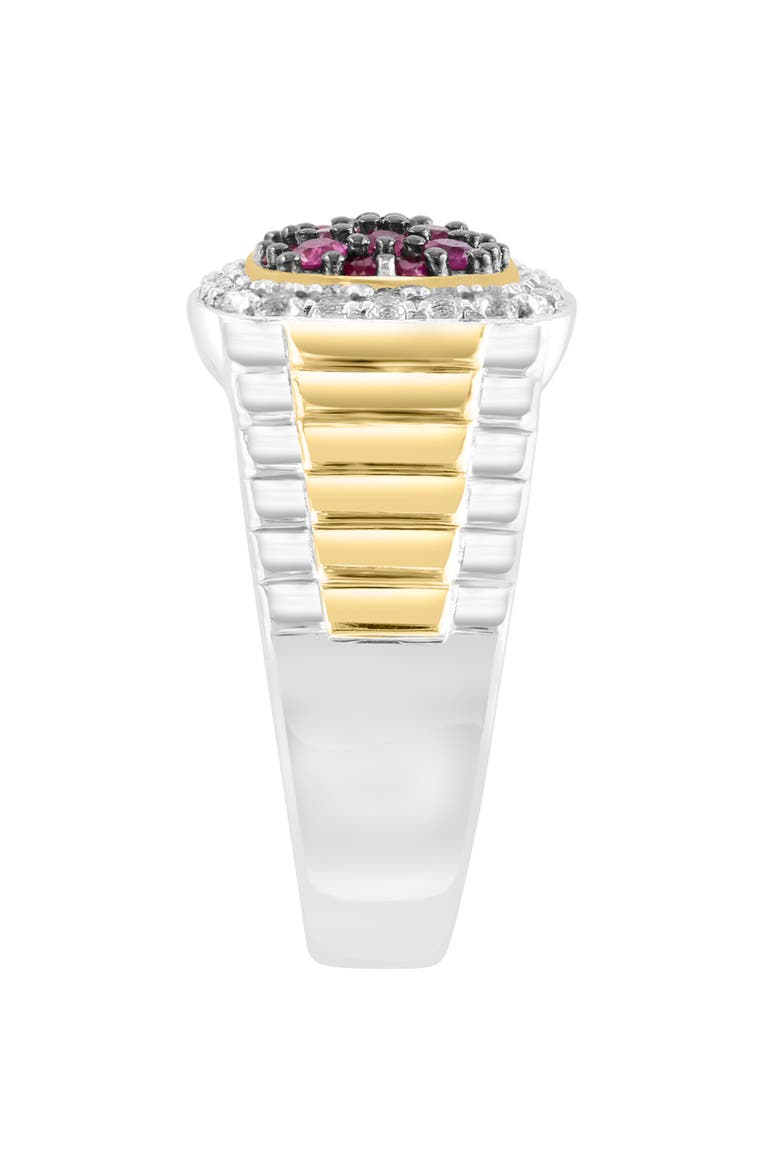 Men's Sterling Silver Ruby & White Topaz Two-Tone Ring, Alternate, color, RED