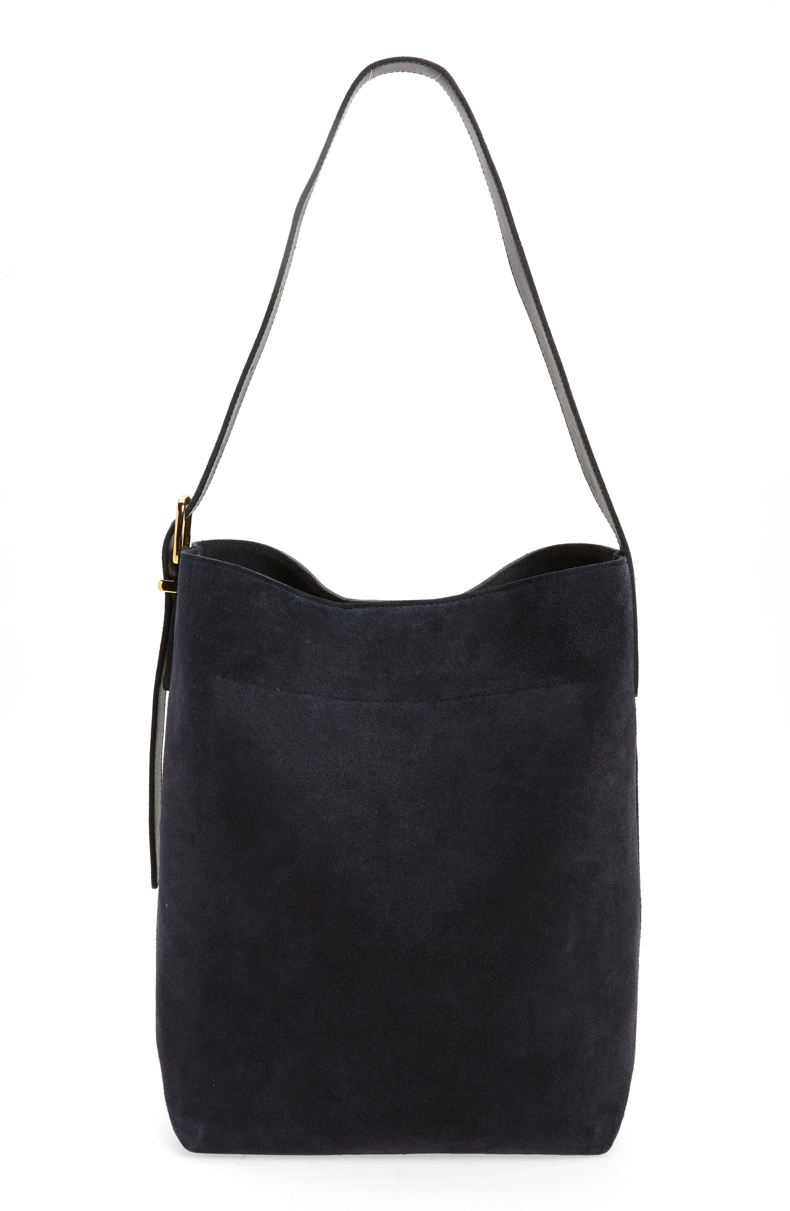 Madewell Essentials Suede Bucket Bag, Alternate, color, Deep Indigo