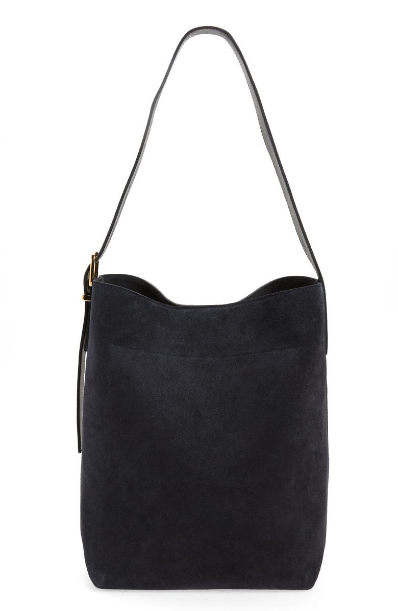 Madewell Essentials Suede Bucket Bag, Alternate, color, Deep Indigo