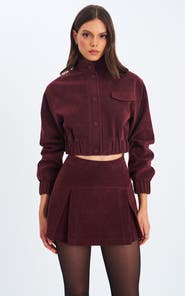 Miss Circle Faryn Vegan Suede Pleated A-Line Mini Skirt