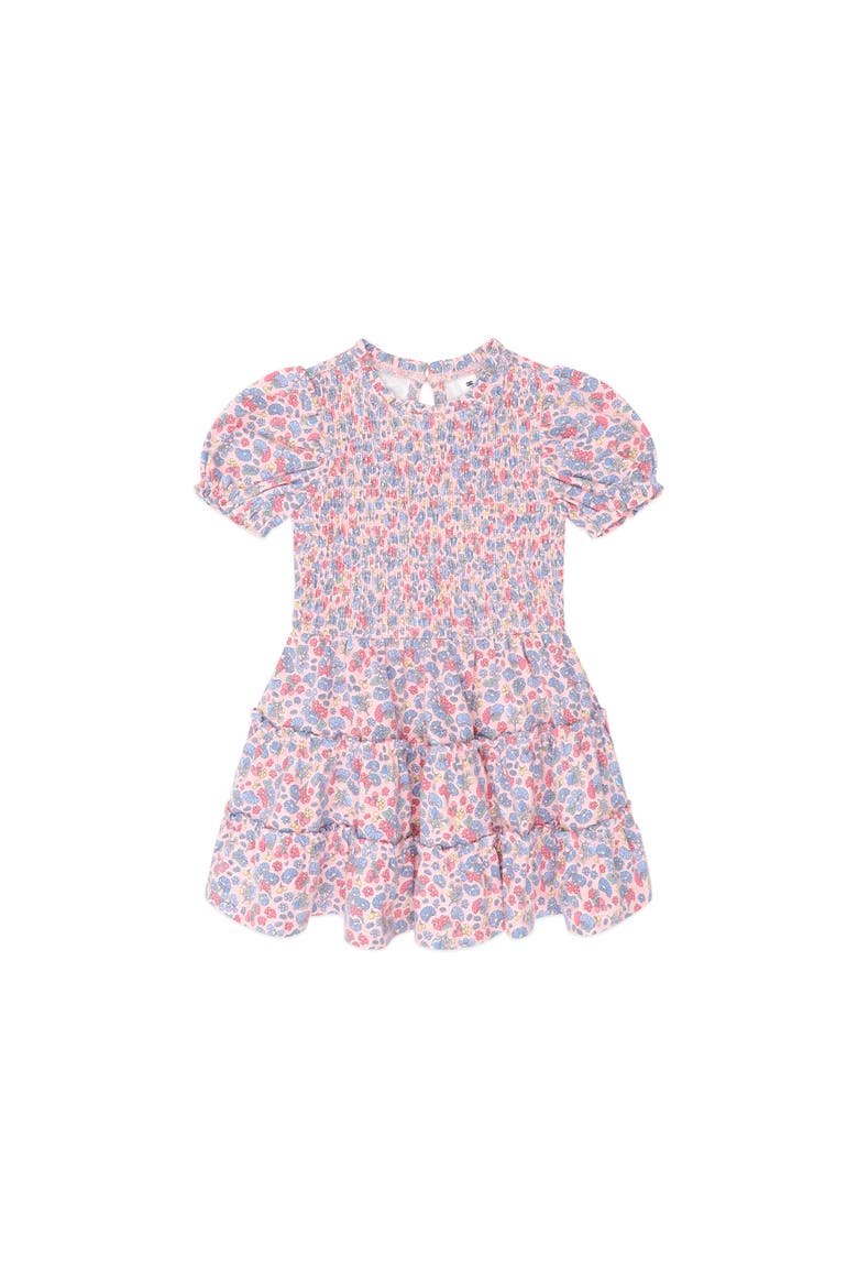 Vintage Floral Puff Sleeve Shirred Dress, Main, color, Dusty Pink Multi