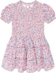 Huxbaby Vintage Floral Puff Sleeve Shirred Dress
