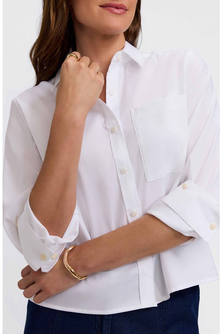 Jodie Cotton Blend Button-Up Shirt, Alternate, color, WHITE