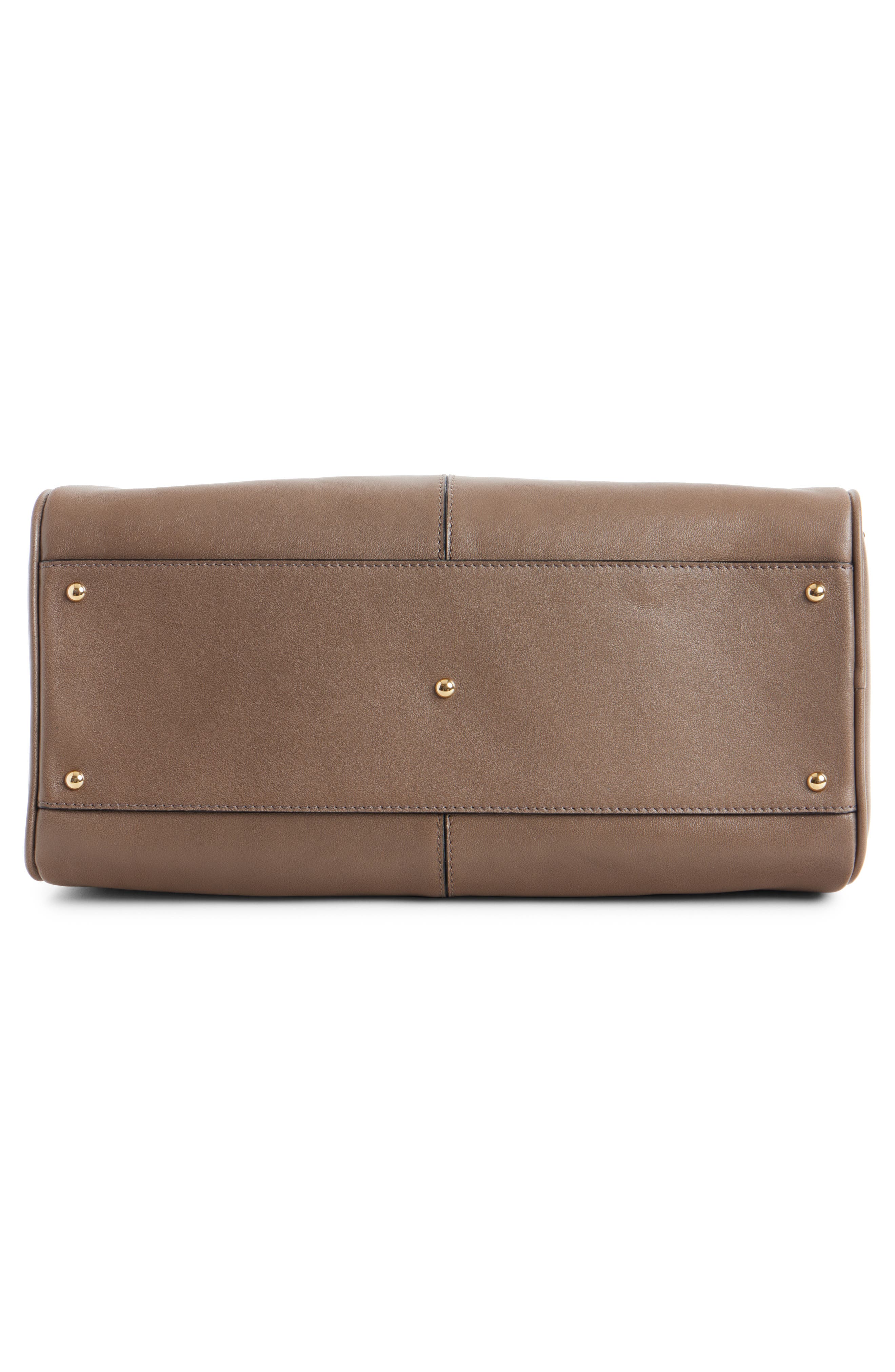 Bowling Leather Handheld Bag, Alternate, color, DEEP TAUPE