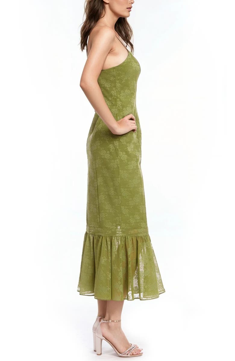 Jewel Badgley Mischka Floral Ruffle Hem Pencil Dress, Alternate, color, Green