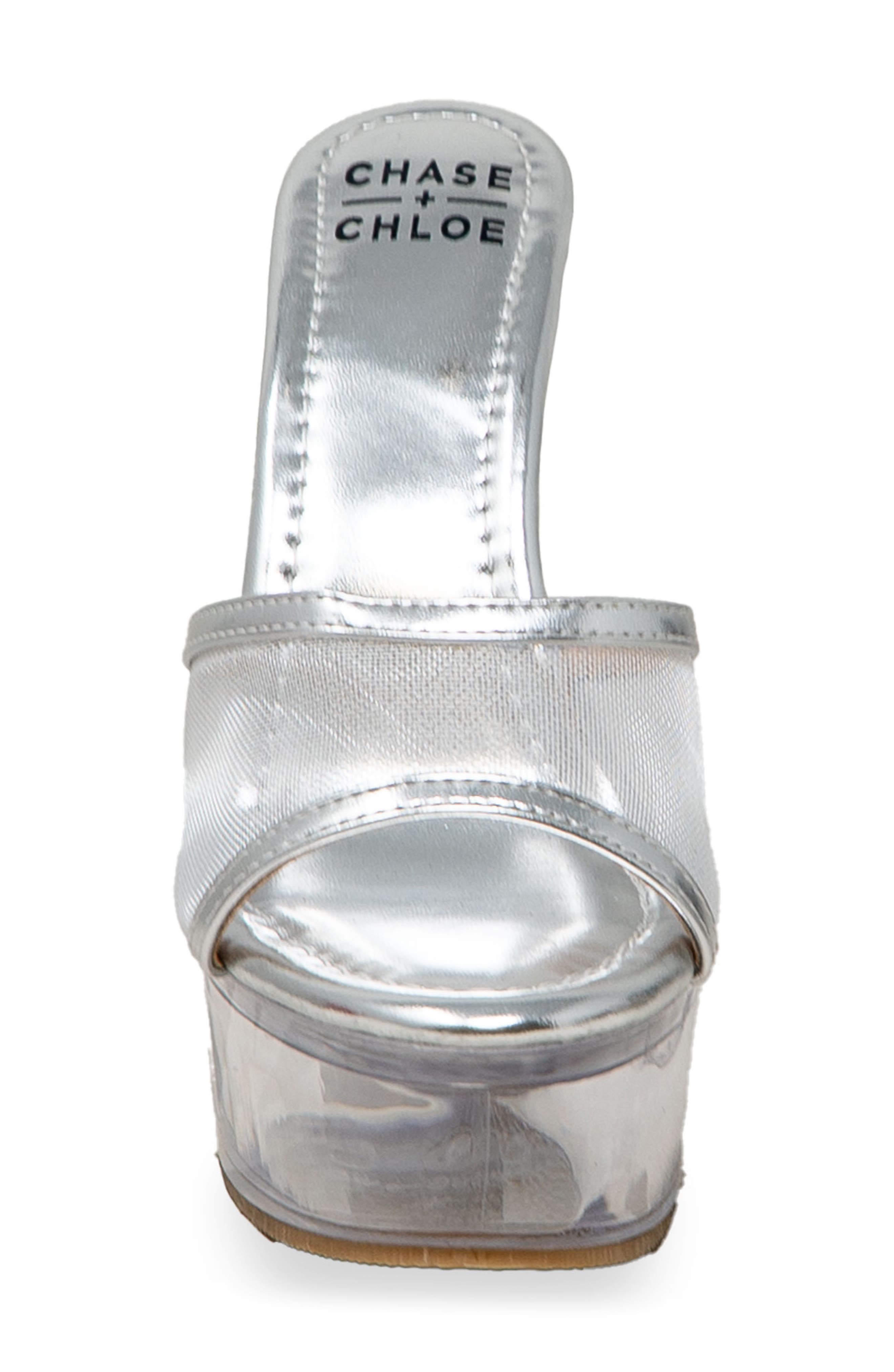 CHASE AND CHLOE Mesh Strap Platform Sandal, Alternate, color, Silver