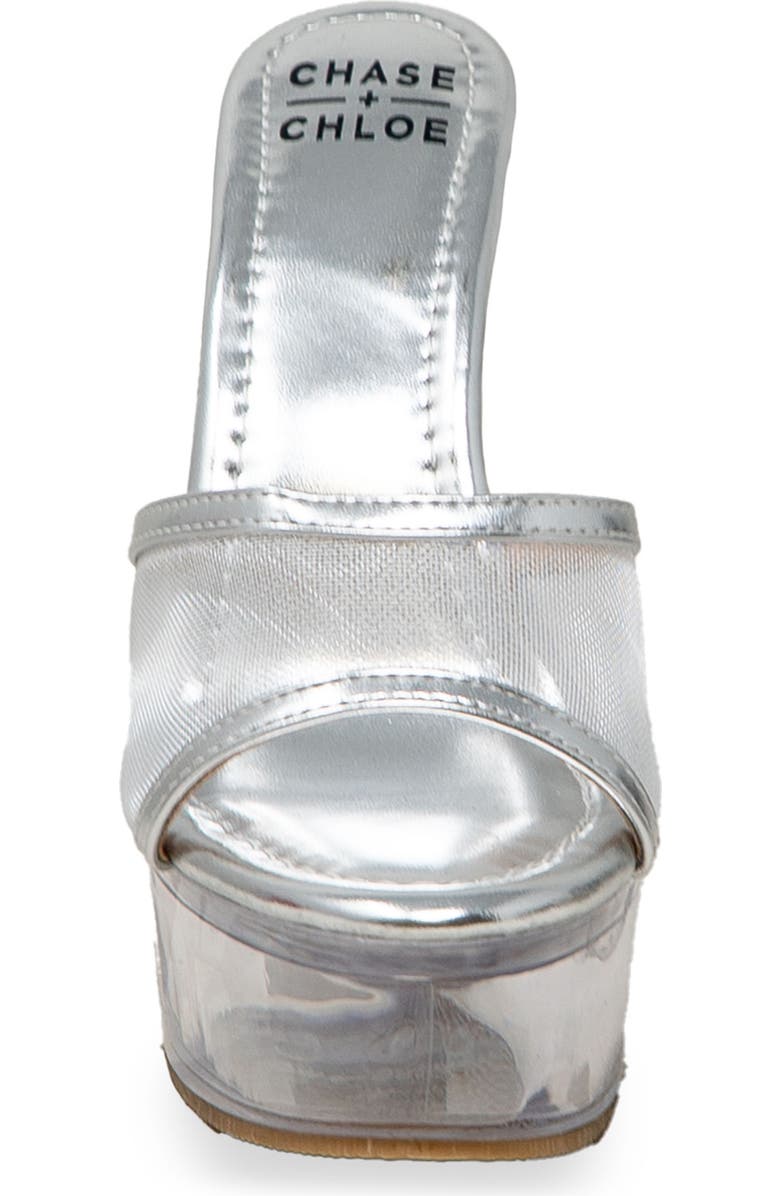 CHASE AND CHLOE Mesh Strap Platform Sandal, Alternate, color, Silver