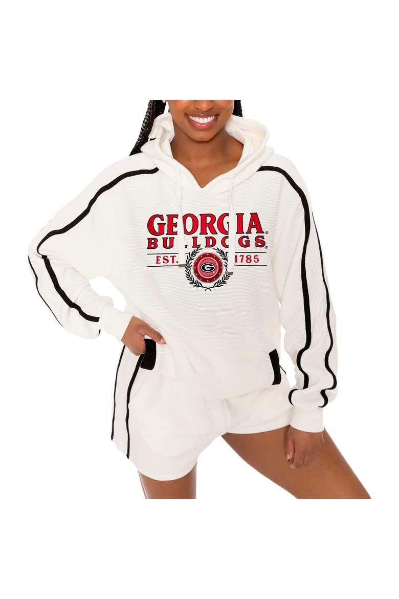 Women's Gameday Couture Cream Georgia Bulldogs Down, Set, Go Pullover Hoodie and Shorts Set, Alternate, color, Cream