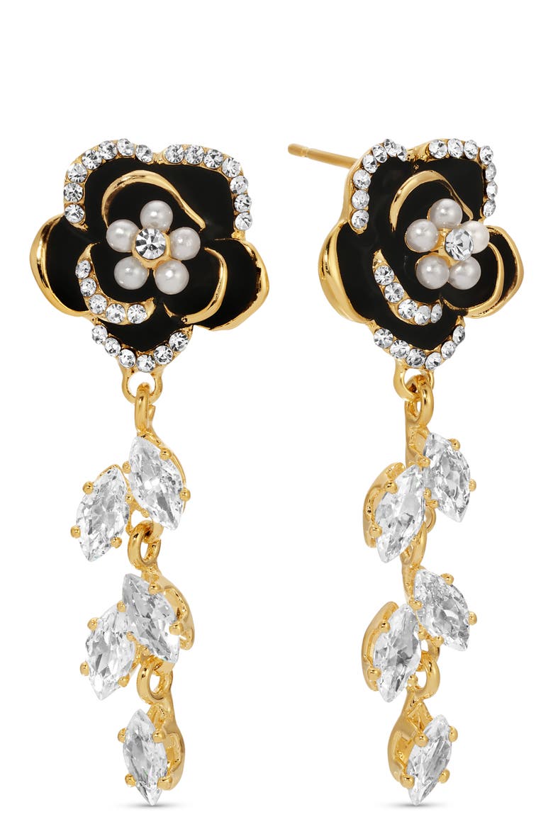 Trudy Flower Drop Earrings, Main, color, GOLD