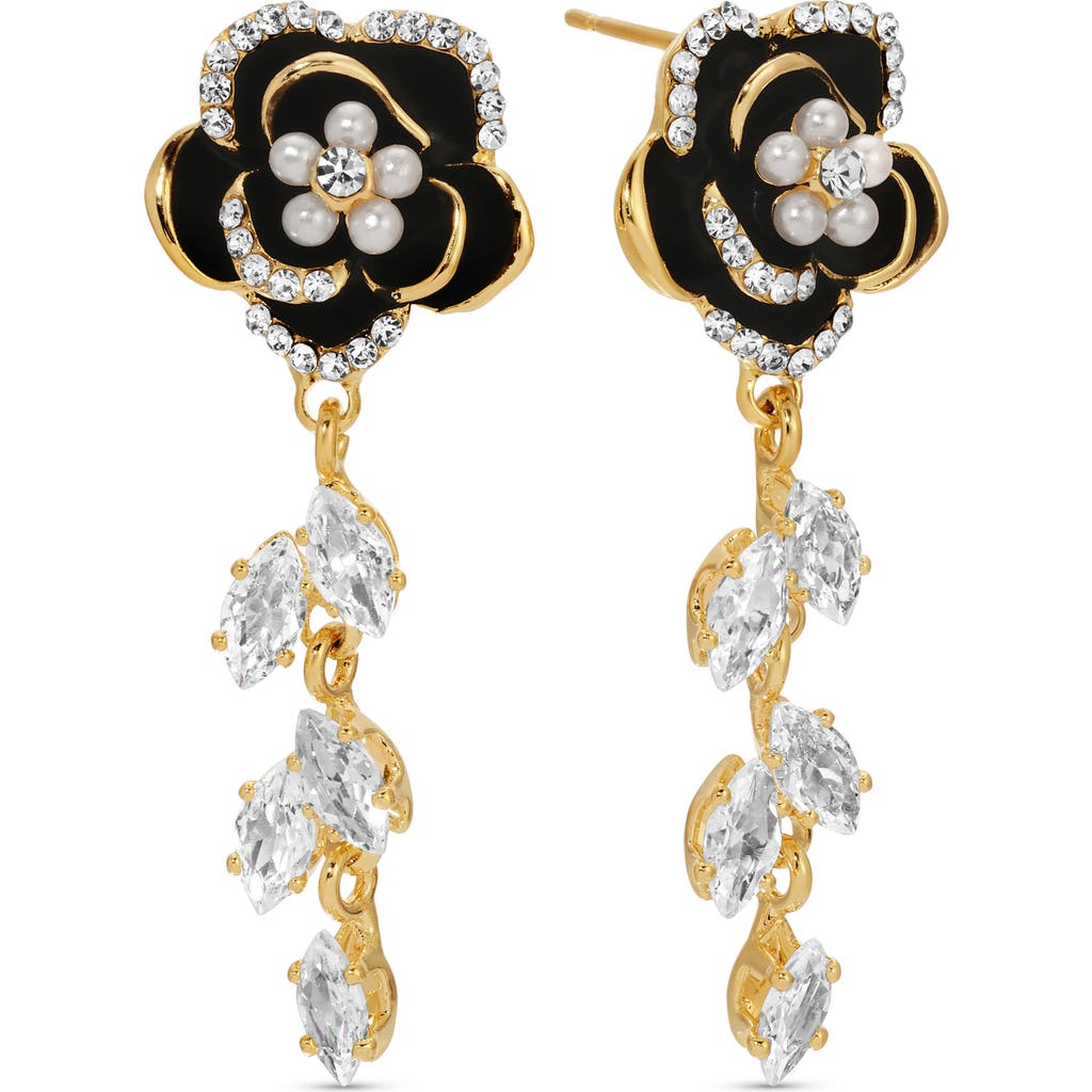 Eye Candy Los Angeles Trudy Flower Drop Earrings In Gold