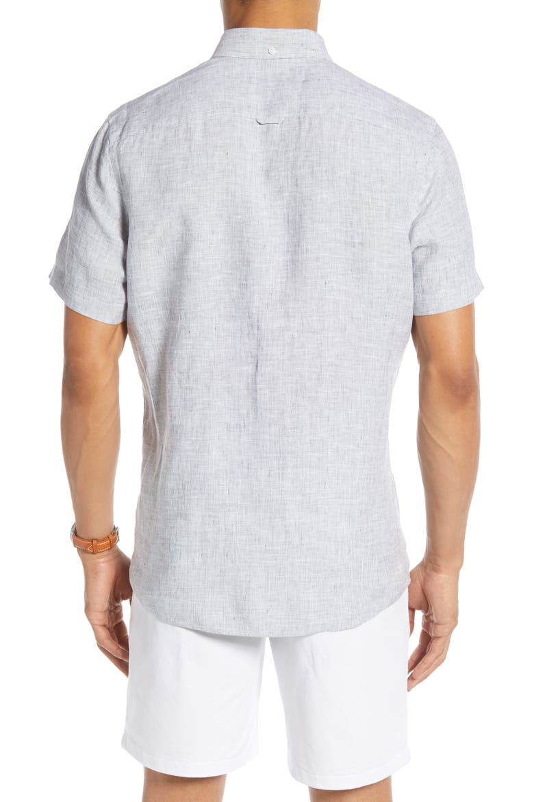Linen Slim Fit Shirt, Alternate, color, GREY MAGNET