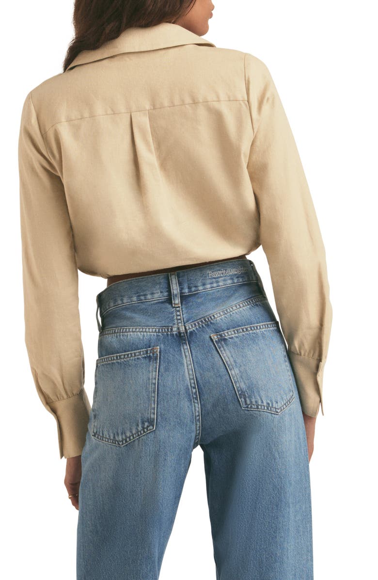 Favorite Daughter The Parker Linen Blend Crop Shirt, Alternate, color, Beige