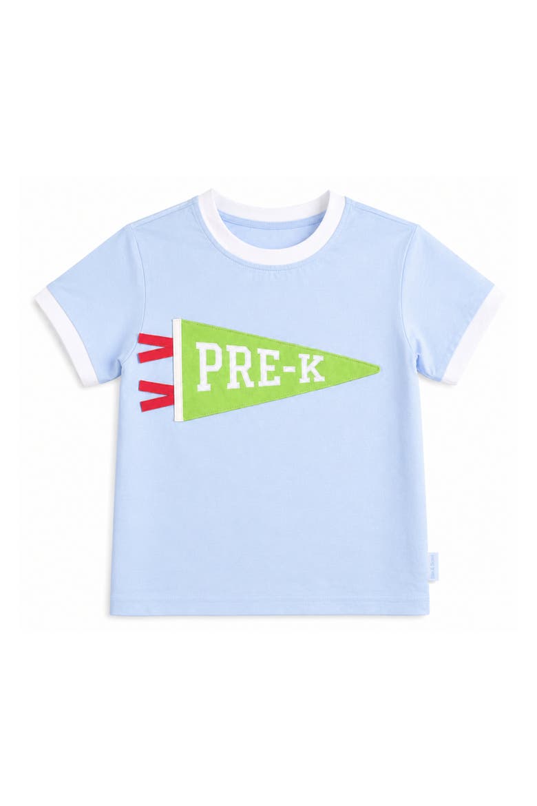 Pre-K Crewneck T-Shirt, Main, color, Blue/Green/Red/White
