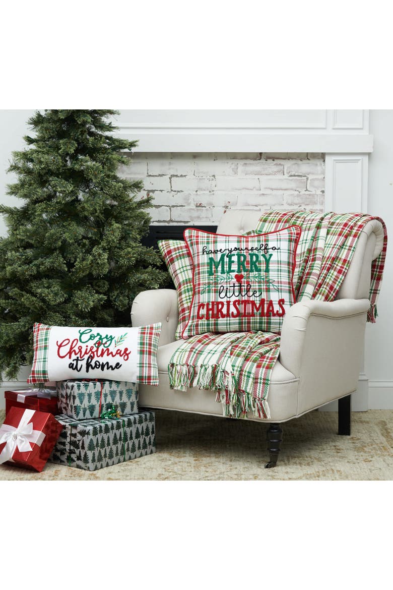 Plaid Throws, Alternate, color, Green/Ivory