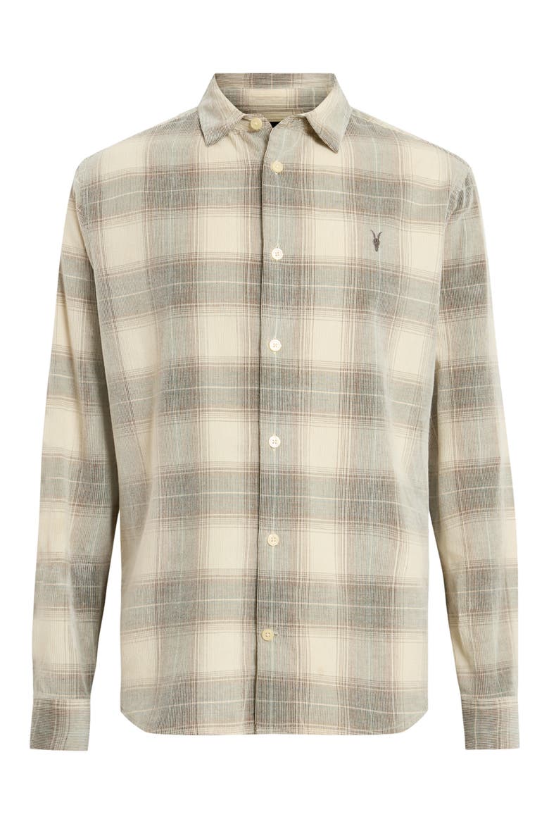 Yuki Plaid Cotton Flannel Button-Up Shirt, Alternate, color, SANDSHELL TAUPE