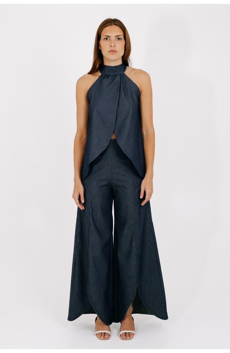 Valentina Gordon Flow Halter Top, Main, color, Dark Denim