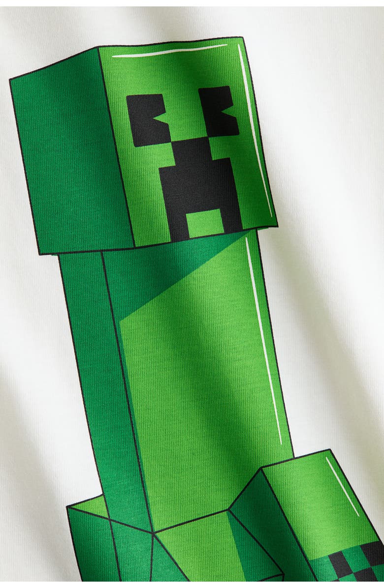 H&M Oversized Printed T-shirt, Alternate, color, White/Minecraft