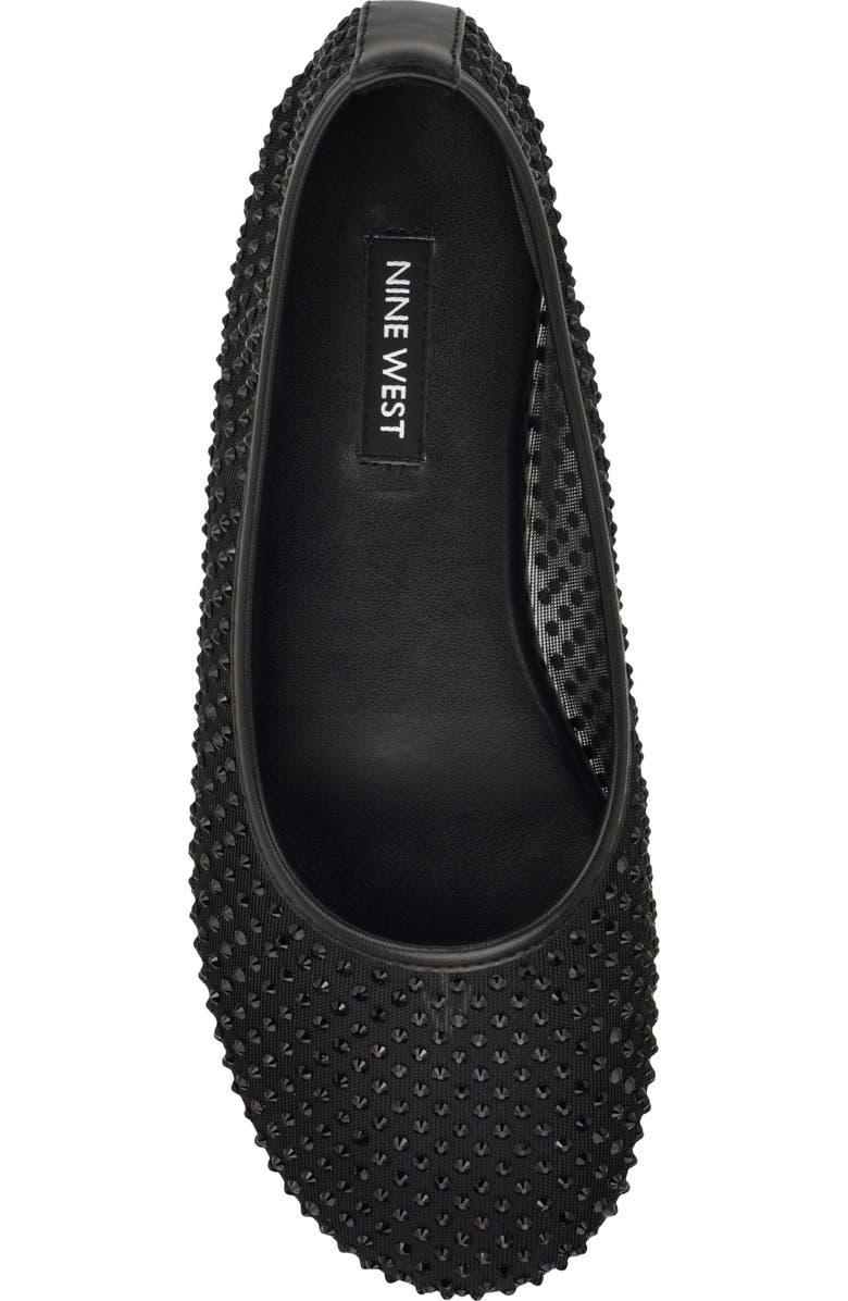 Nine West Burnne Studded Mesh Flat, Alternate, color, Black