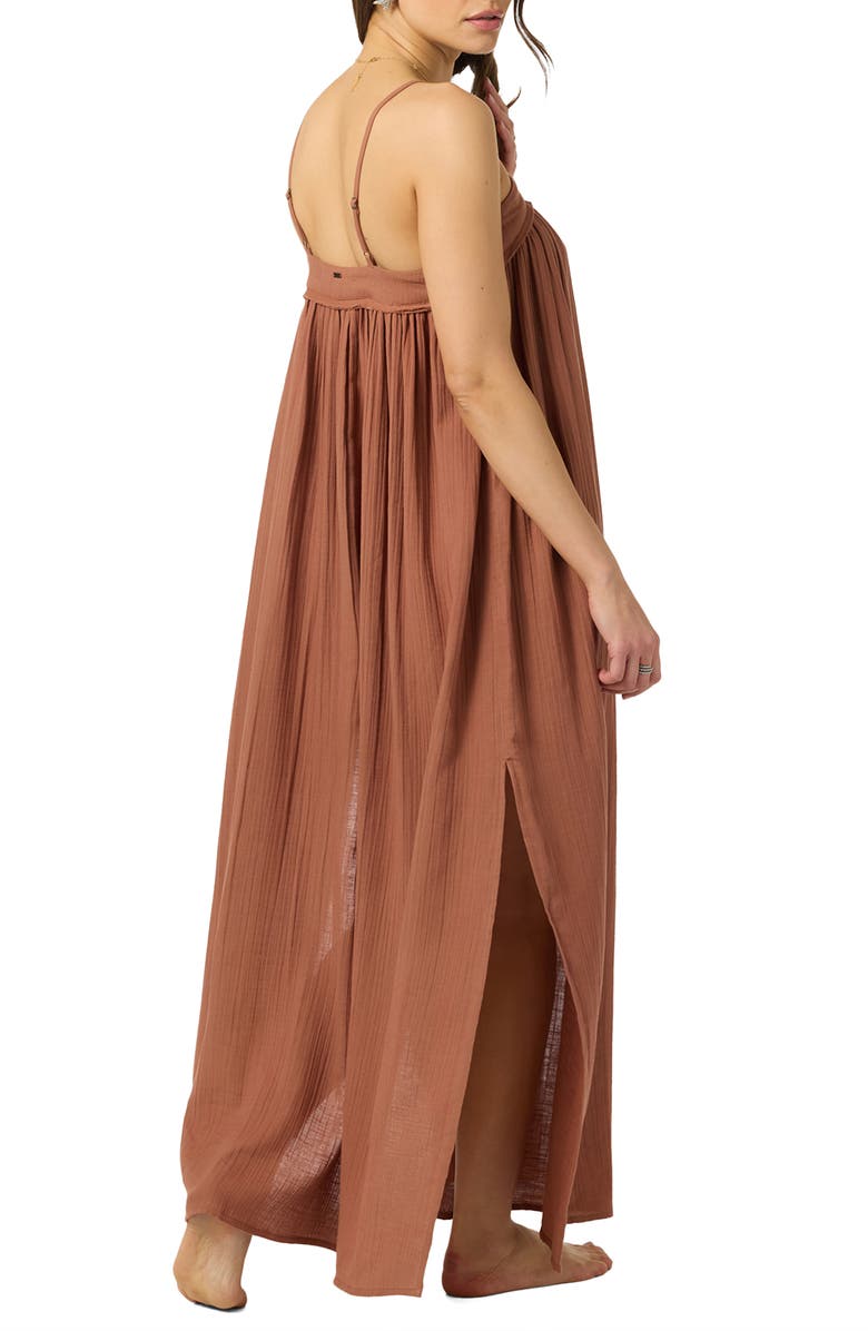 O'Neill Sai Saltwater Solids Cover-Up Cotton Maxi Dress, Alternate, color, Carob Brown