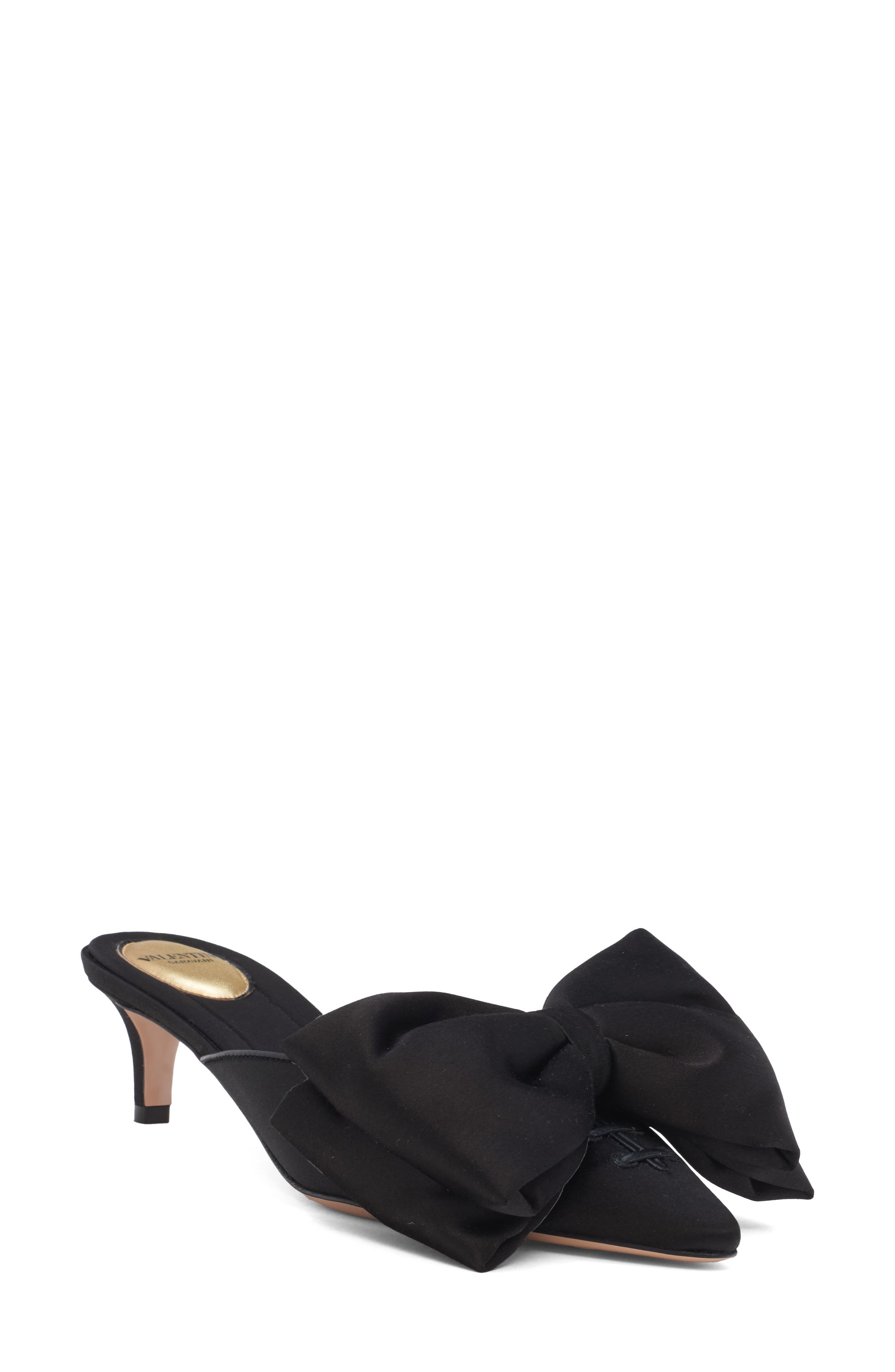 Valentino Garavani Yolande Bow Pointed Toe Mule Pump, Main, color, Black