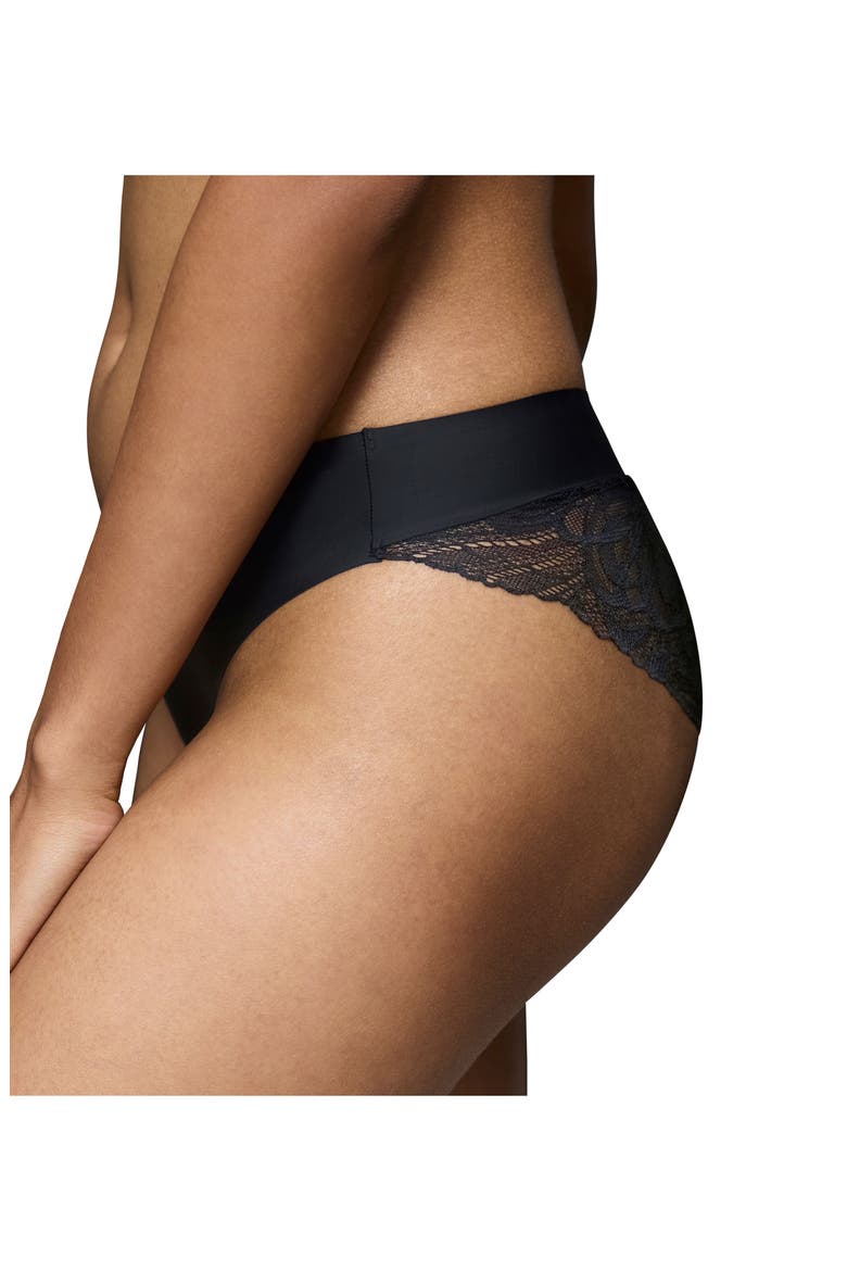Body Make Up Illusion Lace Bikini Panties, Alternate, color, Black