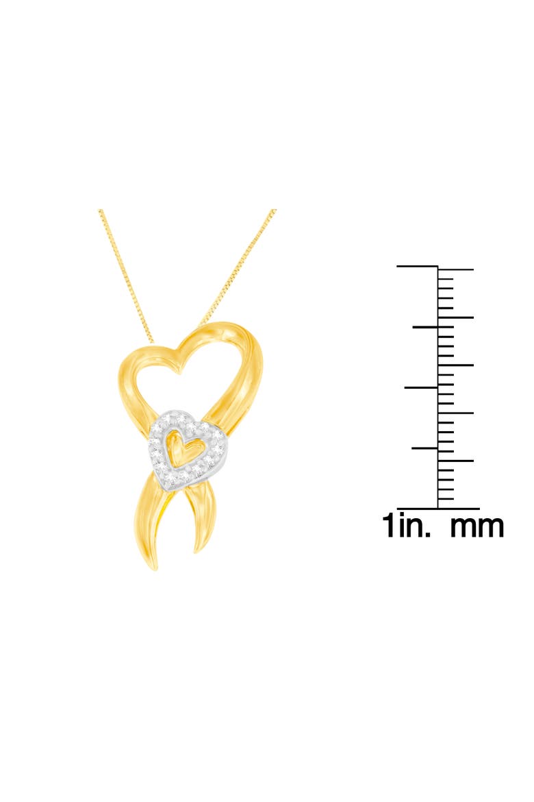 10K Two-Tone Gold 1/10 cttw Diamond Heart Pendant Necklace, Alternate, color, Yellow