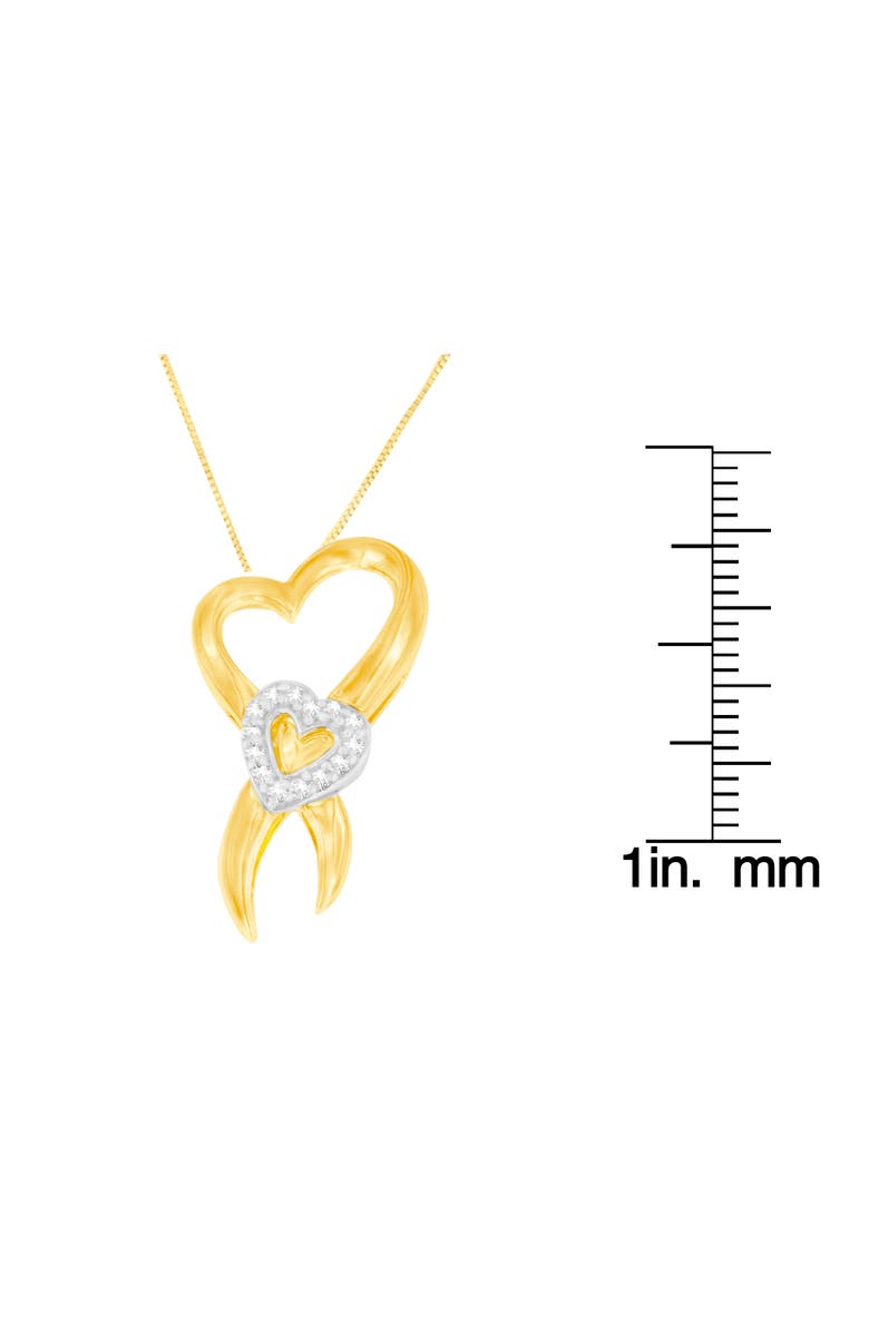 Haus of Brilliance 10K Two-Tone Gold 1/10 cttw Diamond Heart Pendant Necklace, Alternate, color, Yellow