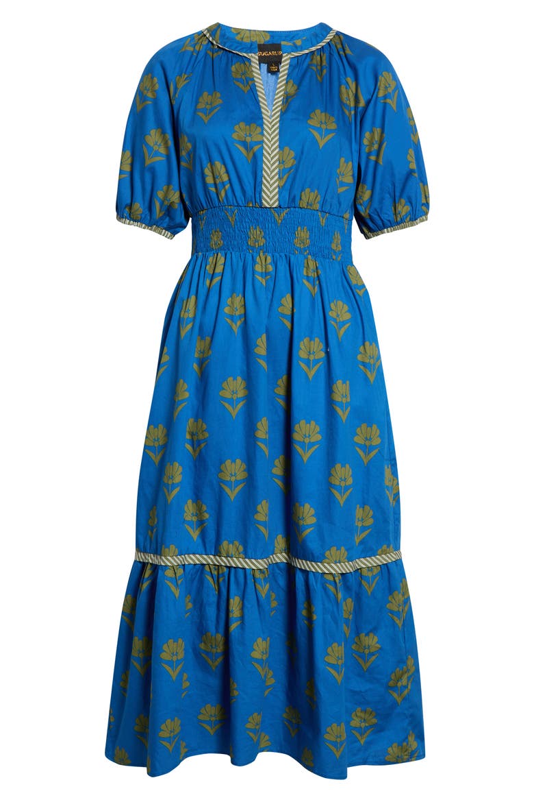Jara Floral Cotton Dress, Alternate, color, NAVY OLIVE