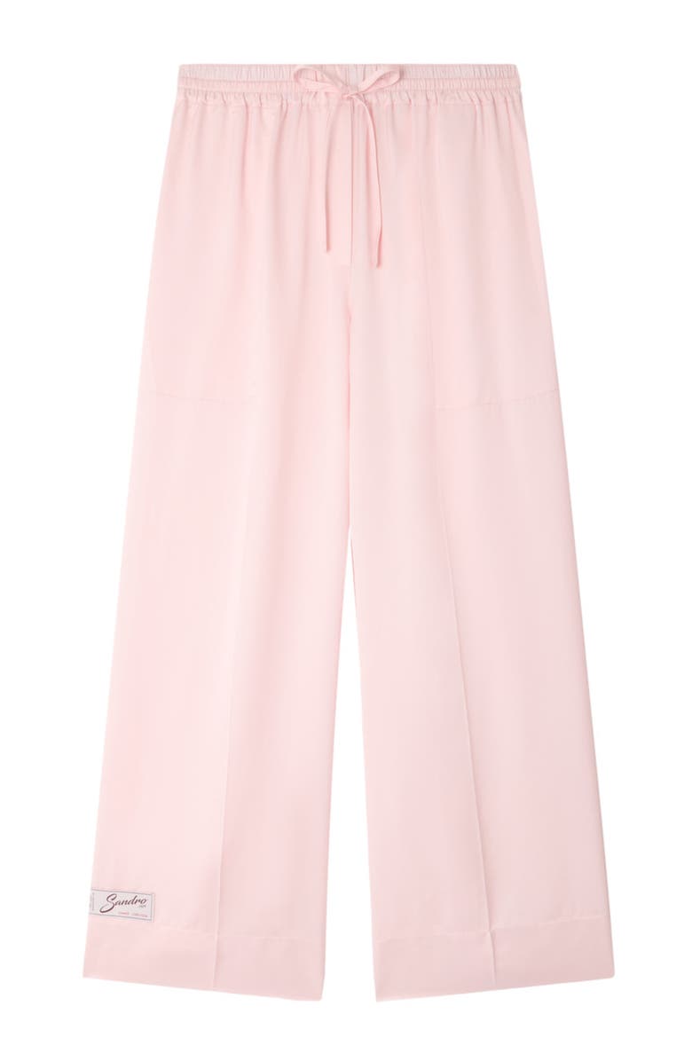 SANDRO Satin-effect wide-leg trousers, Alternate, color, Light Pink
