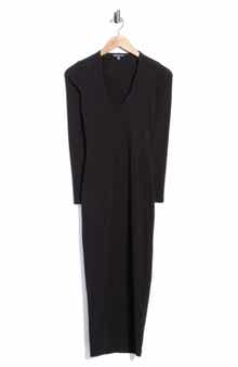 Stretch Lotus Deep V Long Sleeve Dress