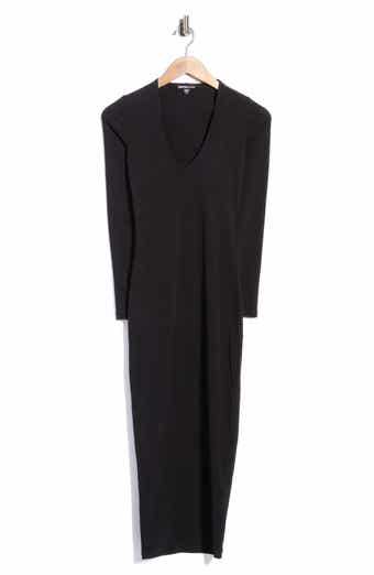 Stretch Lotus Deep V Long Sleeve Dress