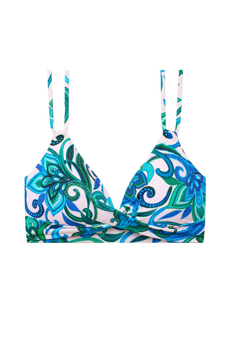 ShapeSolver Clare Twist Double-Strap Underwire Bralette Swimsuit Top, Alternate, color, Imperial Paisley