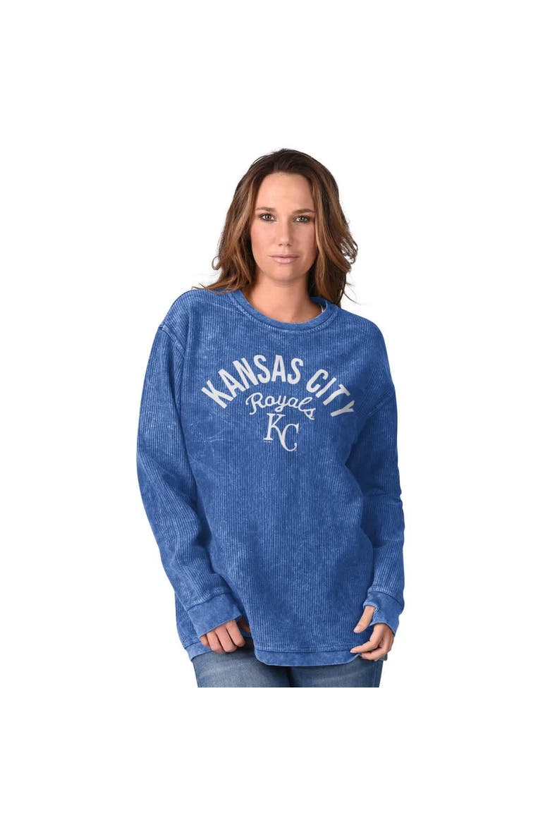 Women's G-III 4Her by Carl Banks Royal Kansas City Royals Comfy Cord Pullover Sweatshirt, Main, color, Royal