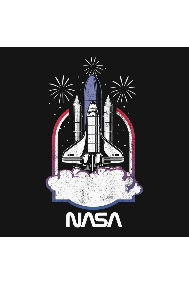 Junior's NASA Distressed Space Shuttle Launch  Sweatshirt, Alternate, color, Black
