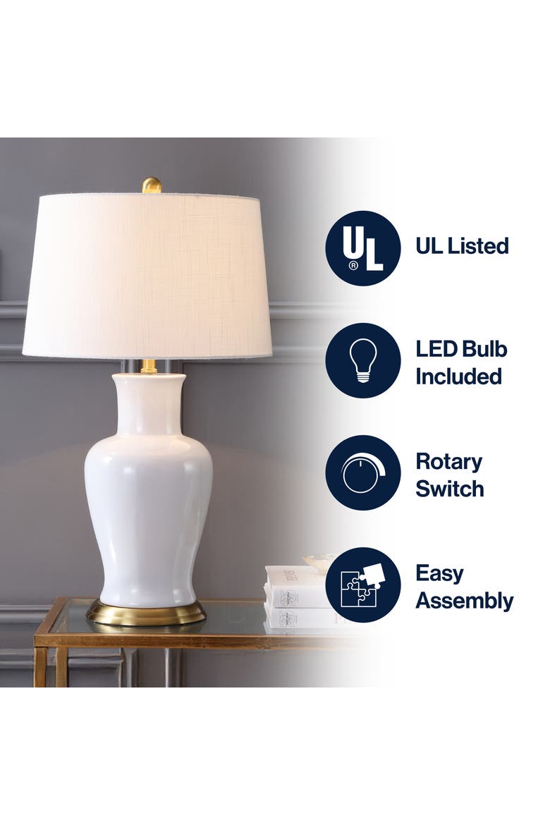 Julian Traditional Classic Ceramic Urn LED Table Lamp, Alternate, color, White/Gold