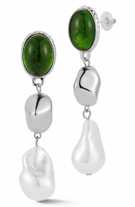 Pebble Faux Pearl Drop Earrings