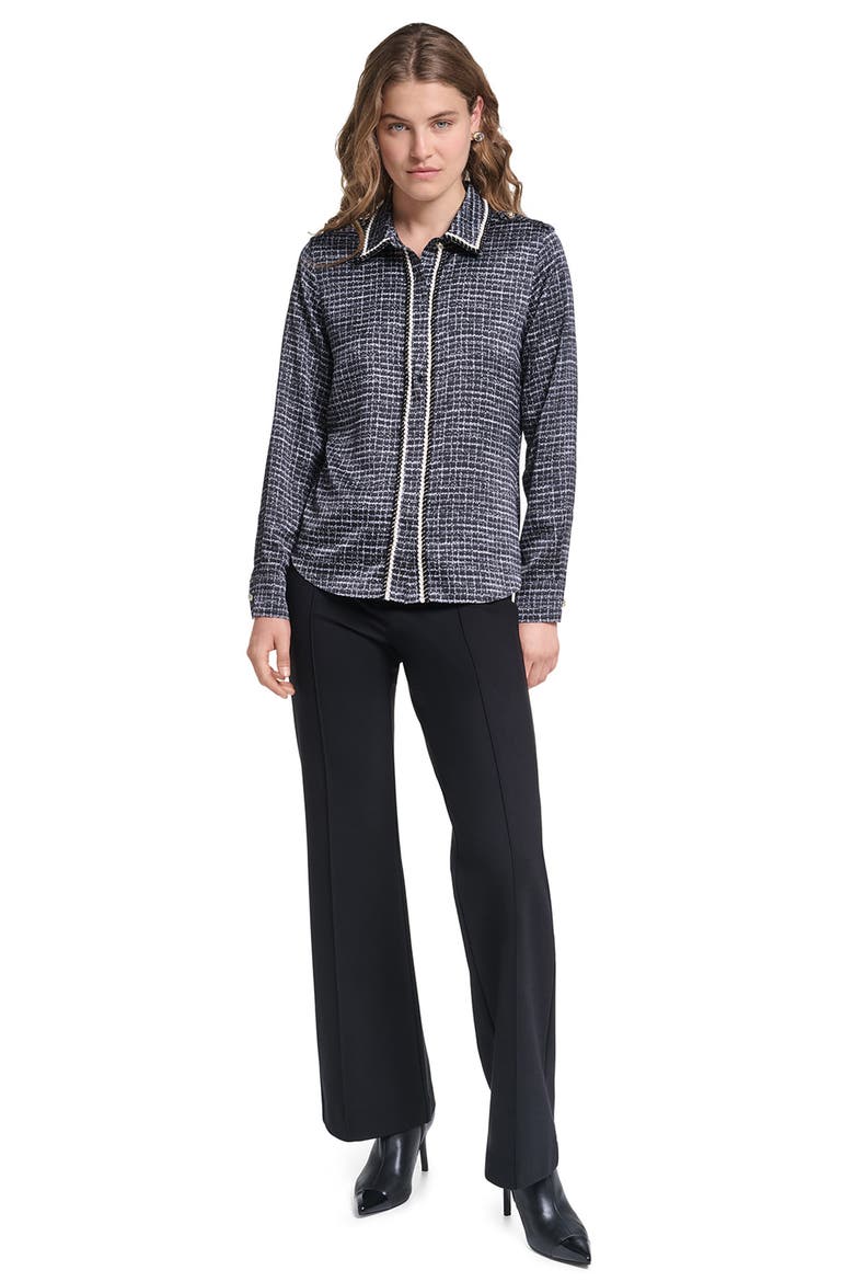 Tweed Print Long Sleeve Shirt, Alternate, color, BLACK/ SOFT WHITE MULTI